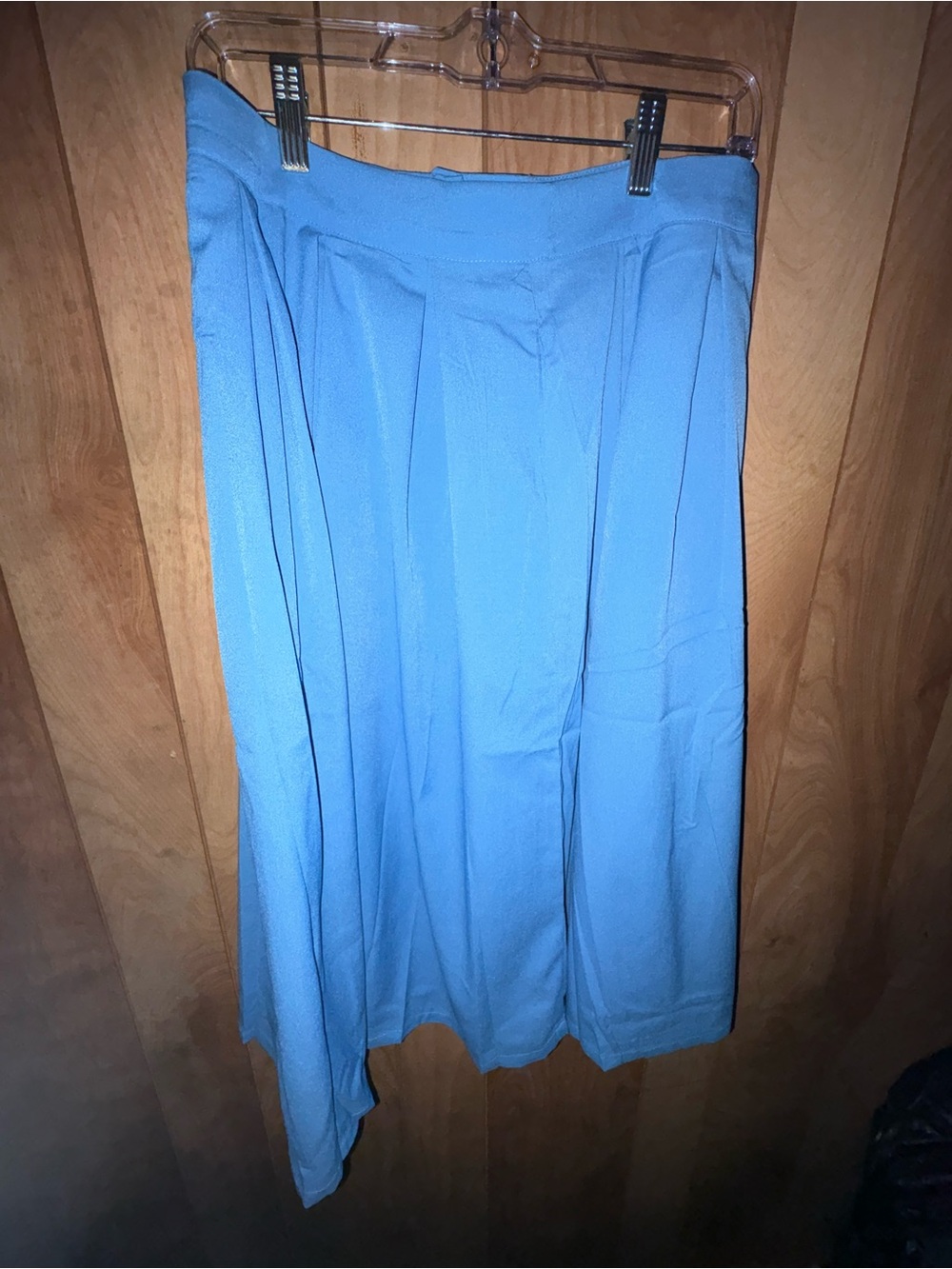 Women's Light Blue A-Line Midi Skirt with Soft Pleats